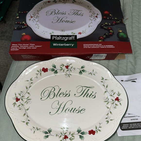 Pfaltzgraff Other - NEW in Box NIB Pfaltzgraff WINTERBERRY Bless This House Plate 10" Platter Gift